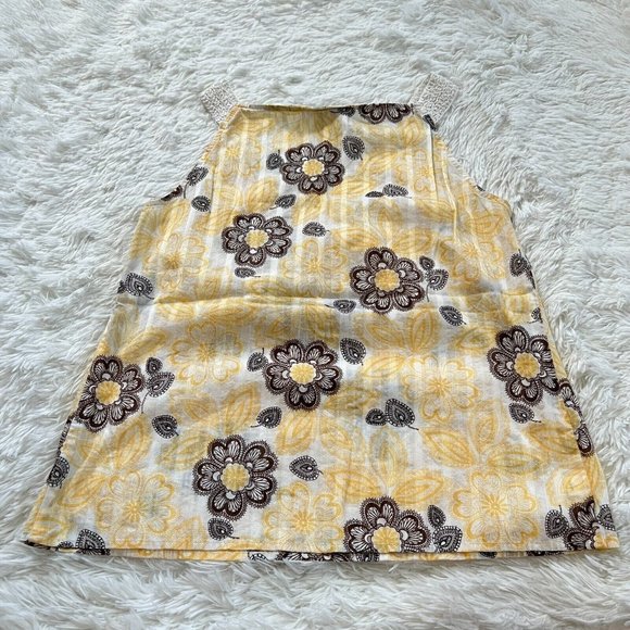 LOft Womens Top Size Medium Petite Yellow Brown Floral Crochet Boho 14163 - Picture 4 of 7